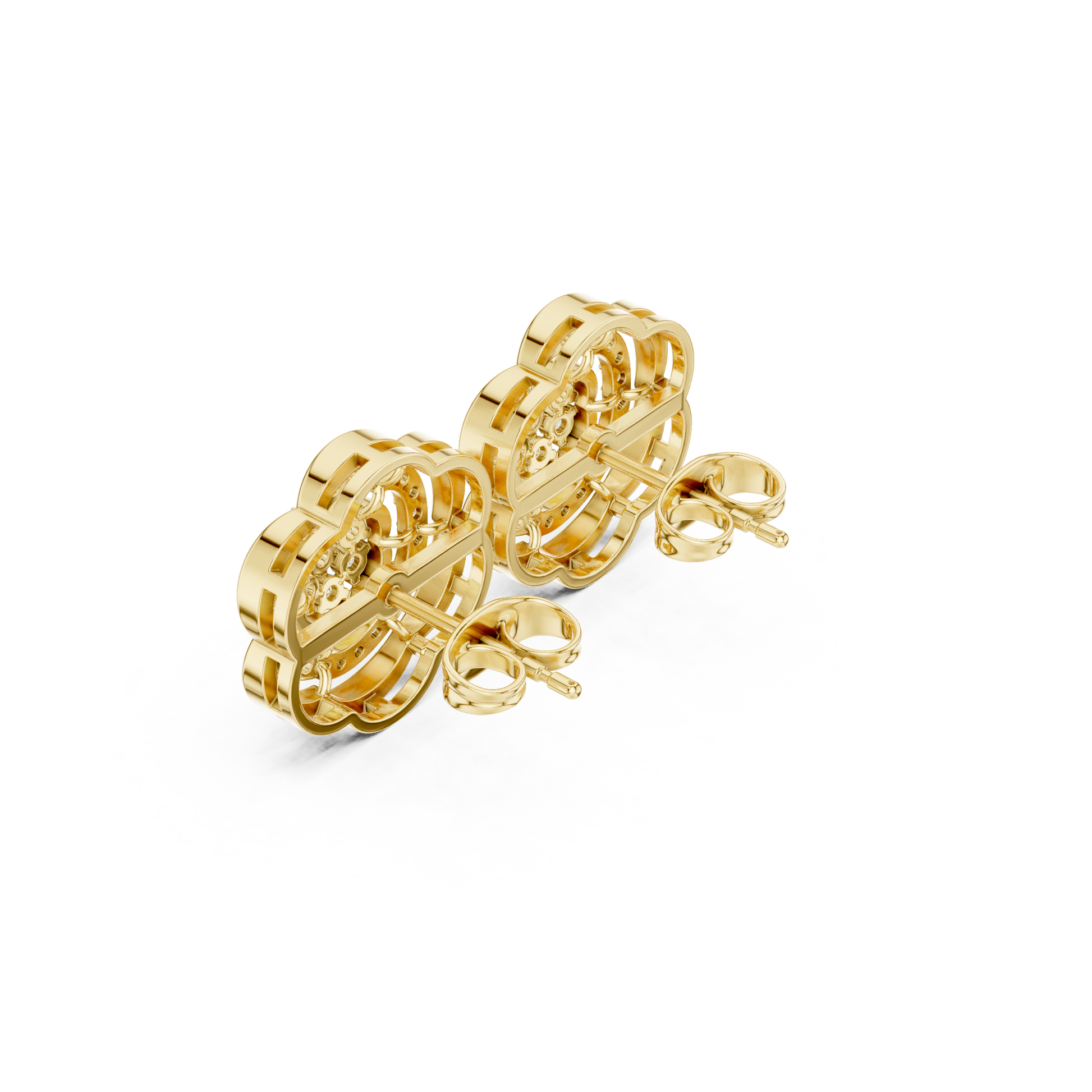 Round Cut Lab Grown Diamond Stud Earrings in Yellow Gold