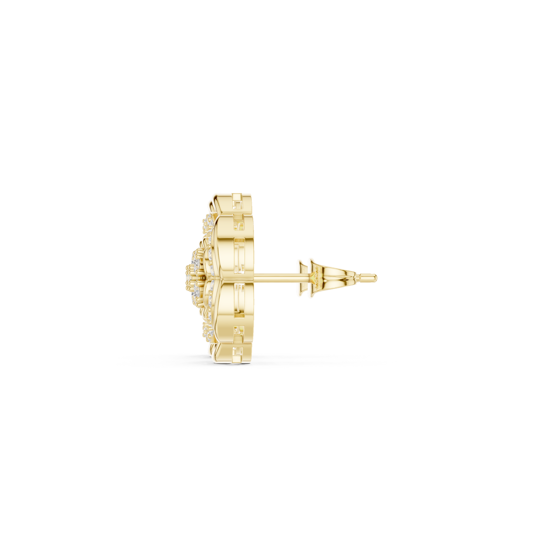 Round Cut Lab Grown Diamond Stud Earrings in Yellow Gold