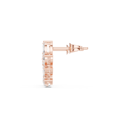 Marquise Round Cut Lab Grown Diamond Stud Earrings in Rose Gold