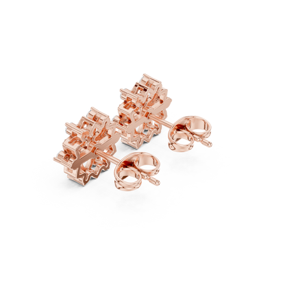 Round Cut Lab Grown Diamond Stud Earrings in Rose Gold