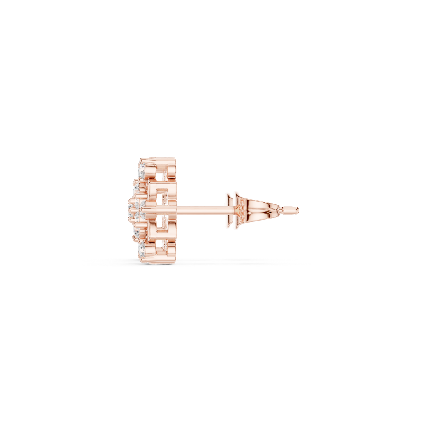Round Cut Lab Grown Diamond Stud Earrings in Rose Gold