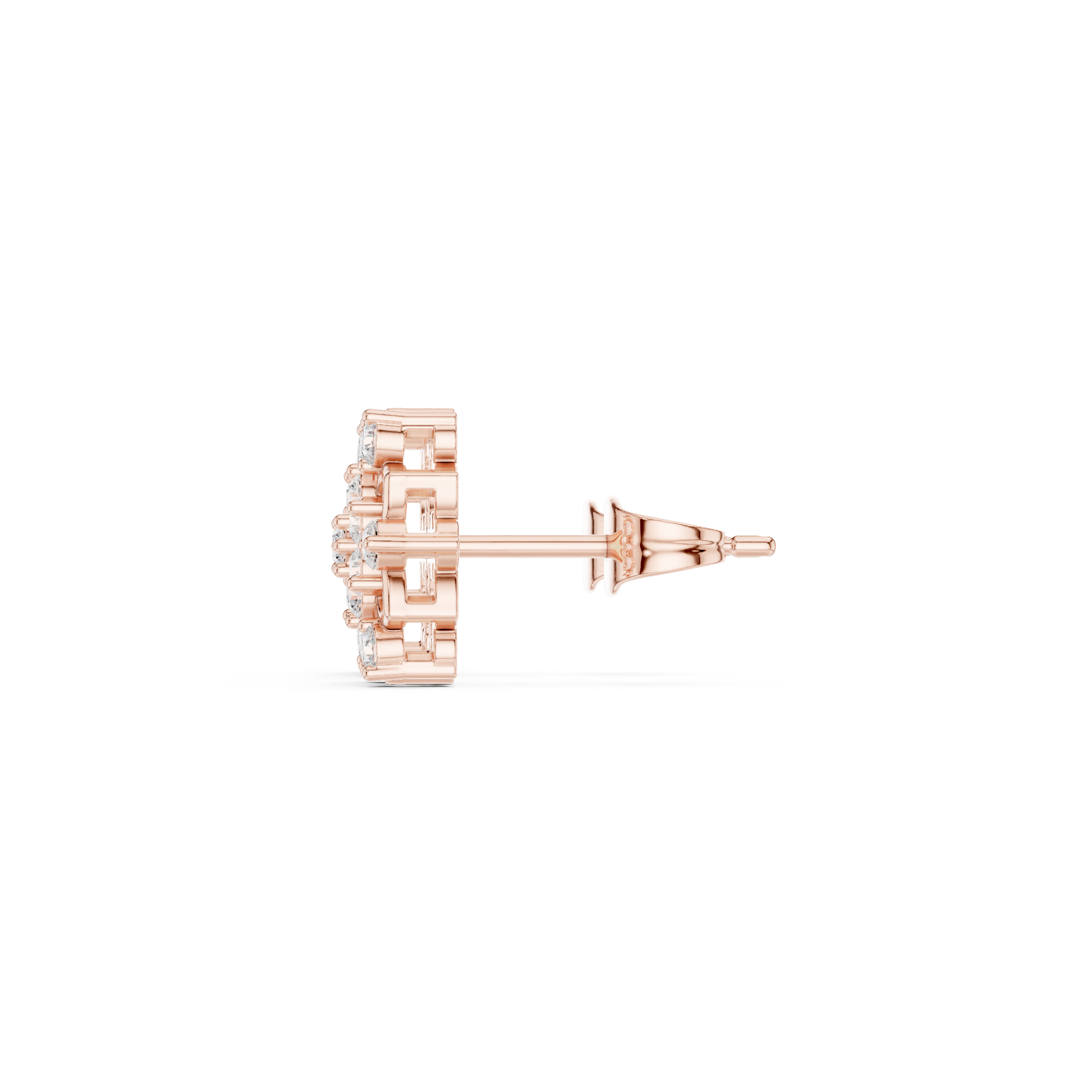 Round Cut Lab Grown Diamond Stud Earrings in Rose Gold