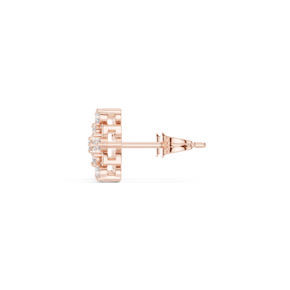Round Cut Lab Grown Diamond Stud Earrings in Rose Gold