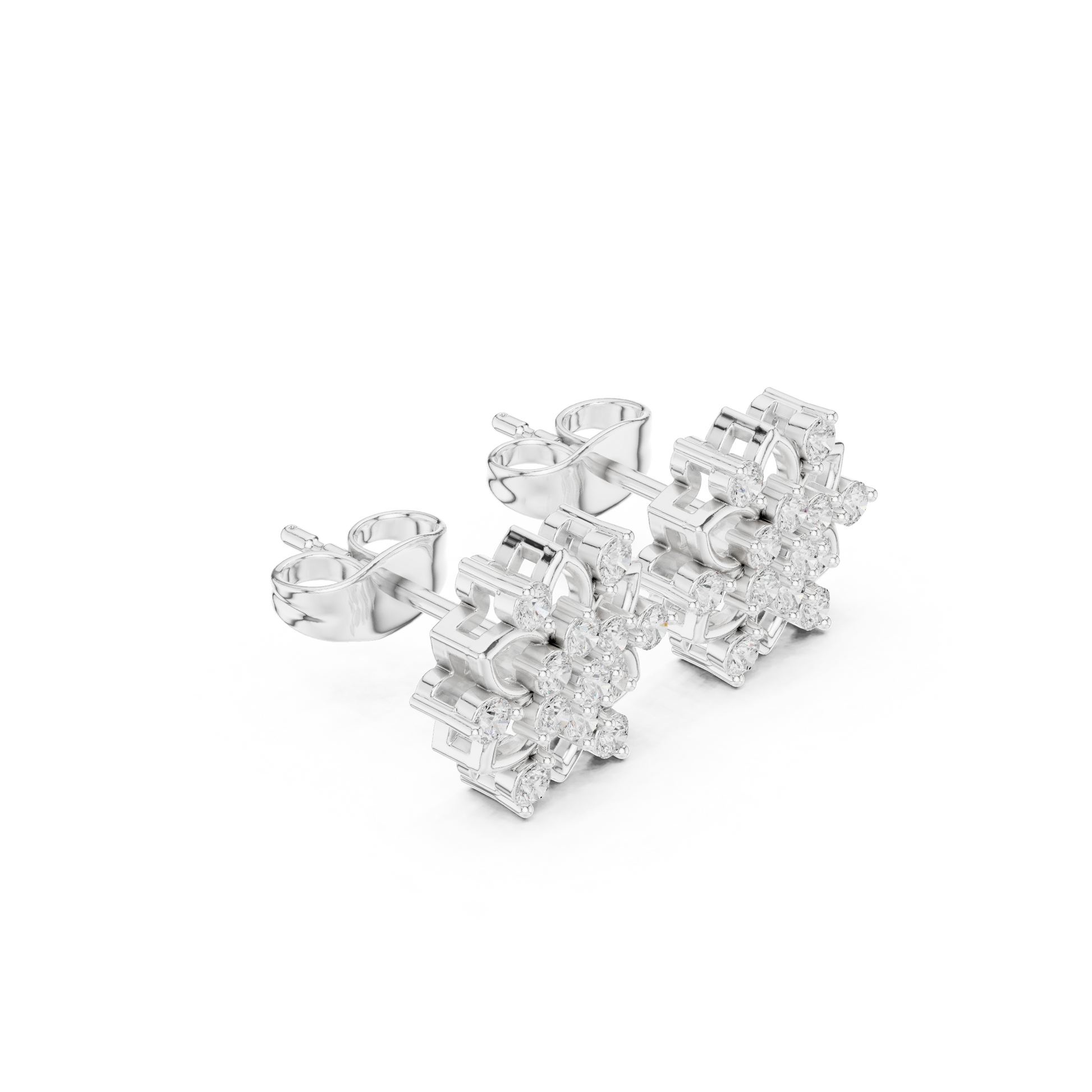 Round Cut Lab Grown Diamond Stud Earrings in White Gold