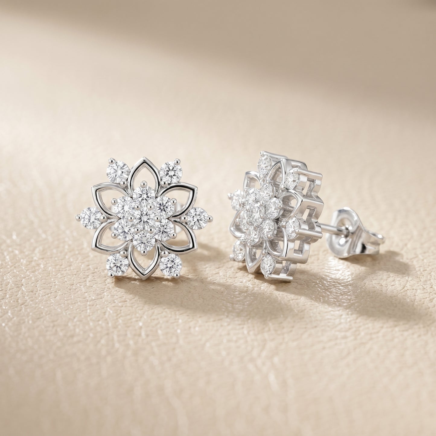 Round Cut Lab Grown Diamond Stud Earrings in White Gold