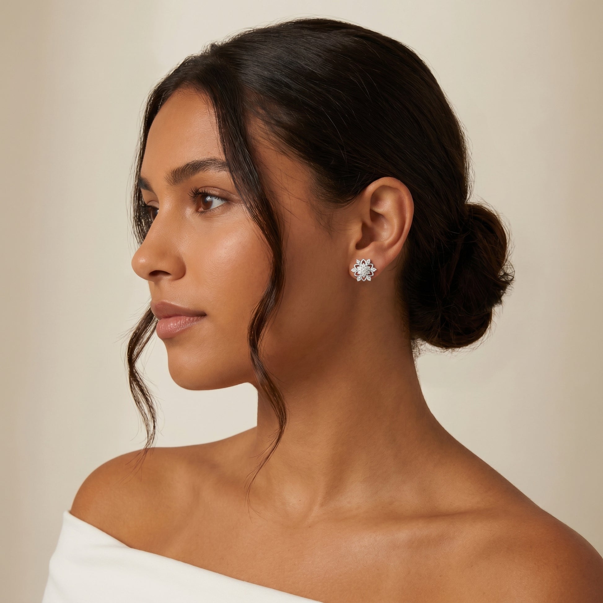 Round Cut Lab Grown Diamond Stud Earrings in Platinum