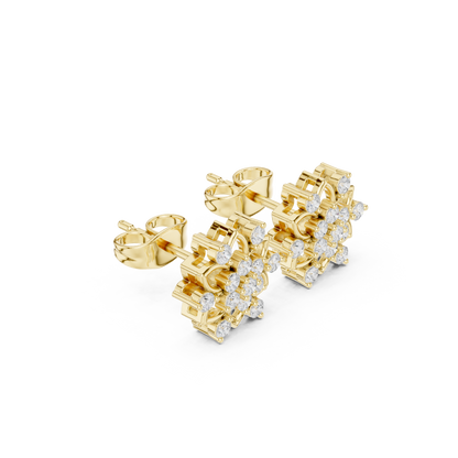 Round Cut Lab Grown Diamond Stud Earrings in Yellow Gold
