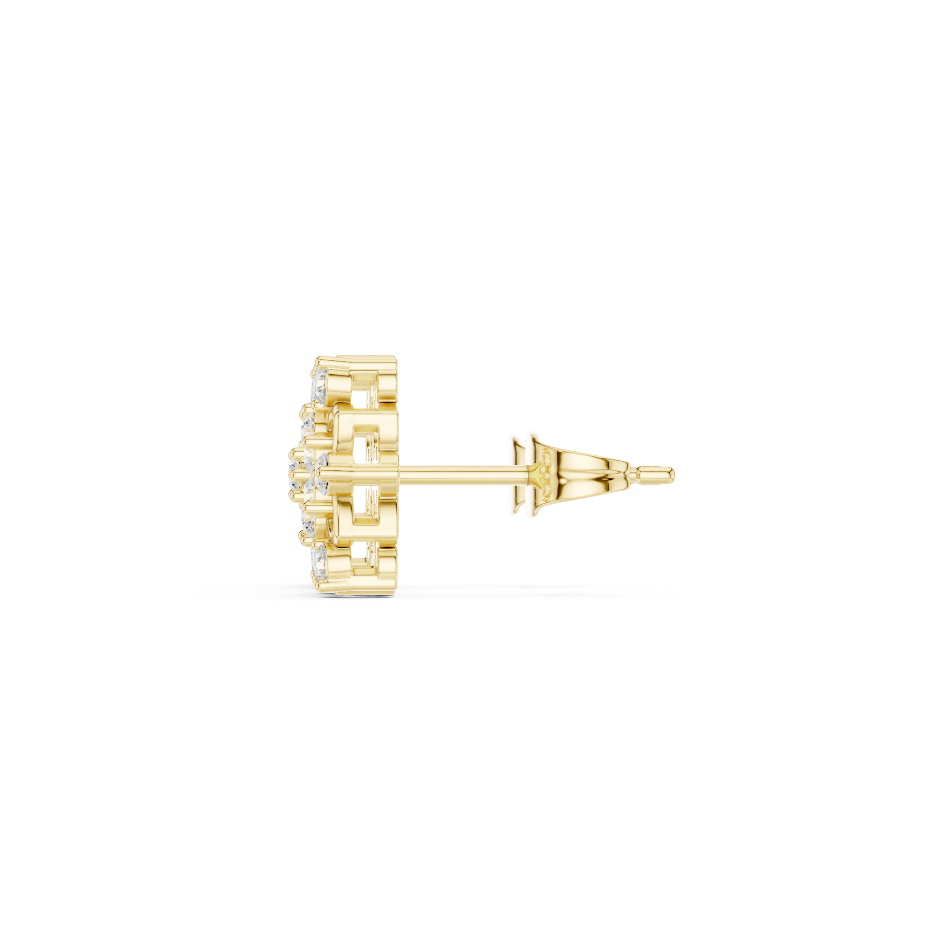 Round Cut Lab Grown Diamond Stud Earrings in Yellow Gold