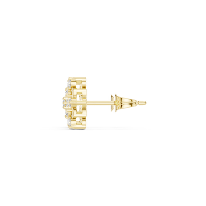 Round Cut Lab Grown Diamond Stud Earrings in Yellow Gold
