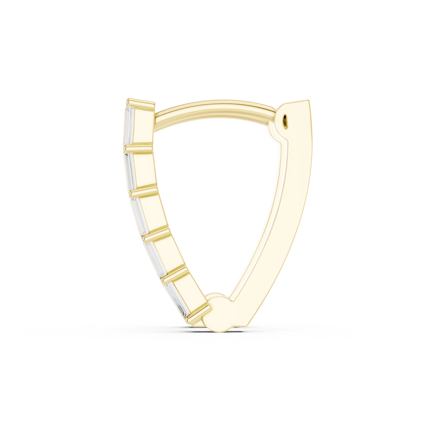 Emerald Cut Lab Grown Diamond Hoop Earrings in Yellow Gold