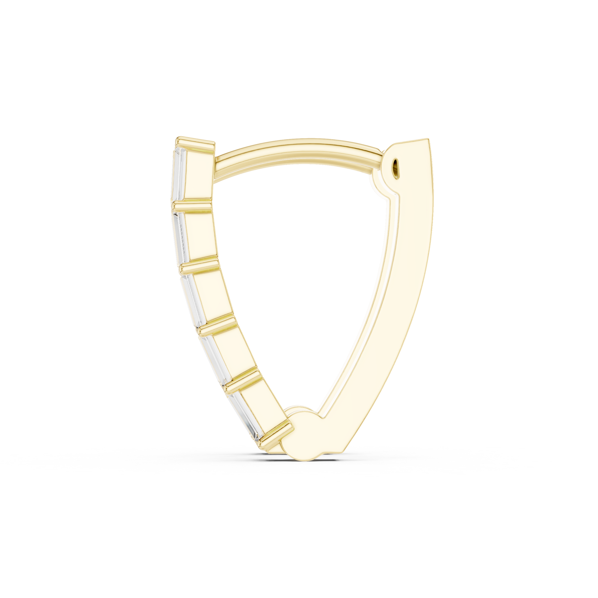 Emerald Cut Lab Grown Diamond Hoop Earrings in Yellow Gold