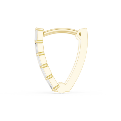 Emerald Cut Lab Grown Diamond Hoop Earrings in Yellow Gold