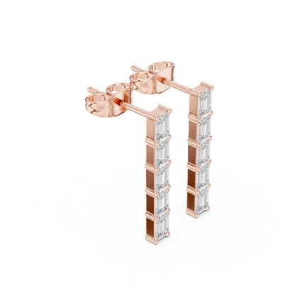 Iris Five-Stone Diamond Earrings in Rose Gold