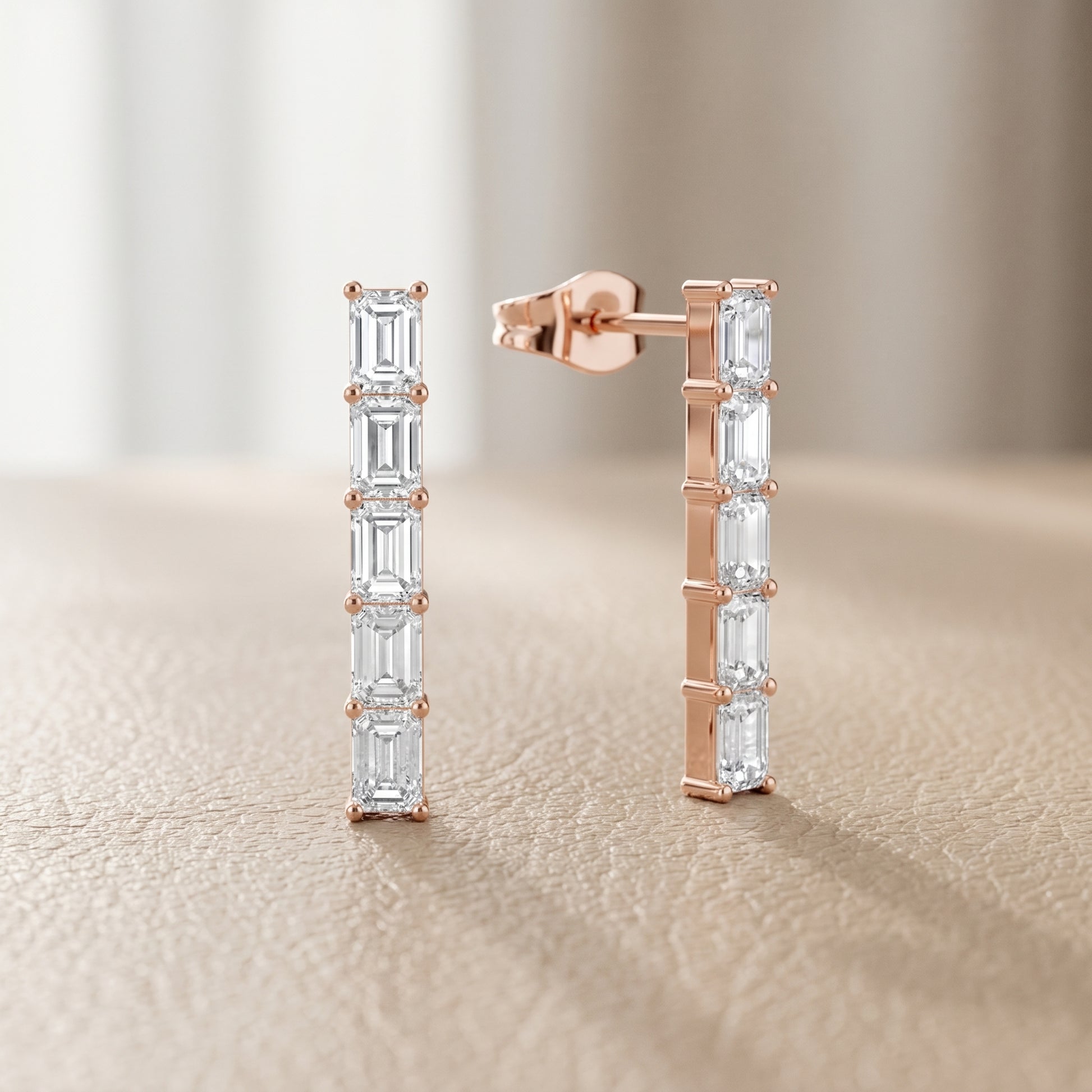 Iris Five-Stone Diamond Earrings in Rose Gold