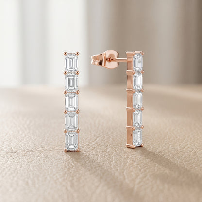 Iris Five-Stone Diamond Earrings in Rose Gold