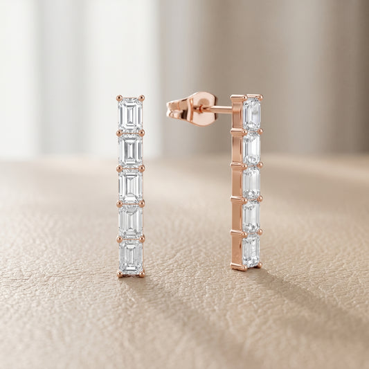 Iris Five-Stone Diamond Earrings in Rose Gold