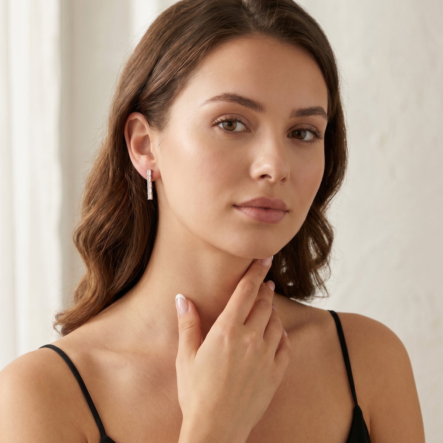 Iris Five-Stone Diamond Earrings in Rose Gold
