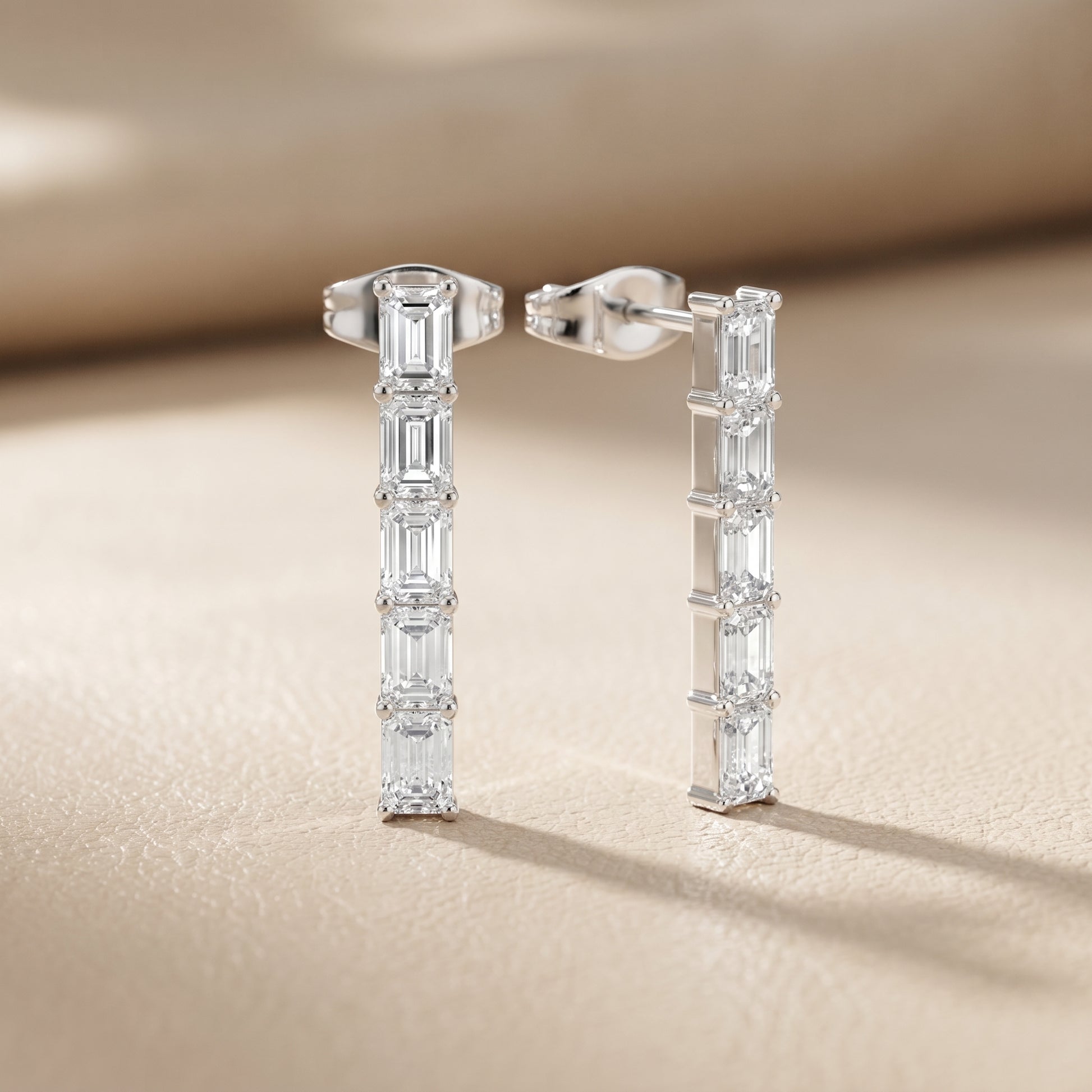 Iris Five-Stone Diamond Earrings in White Gold