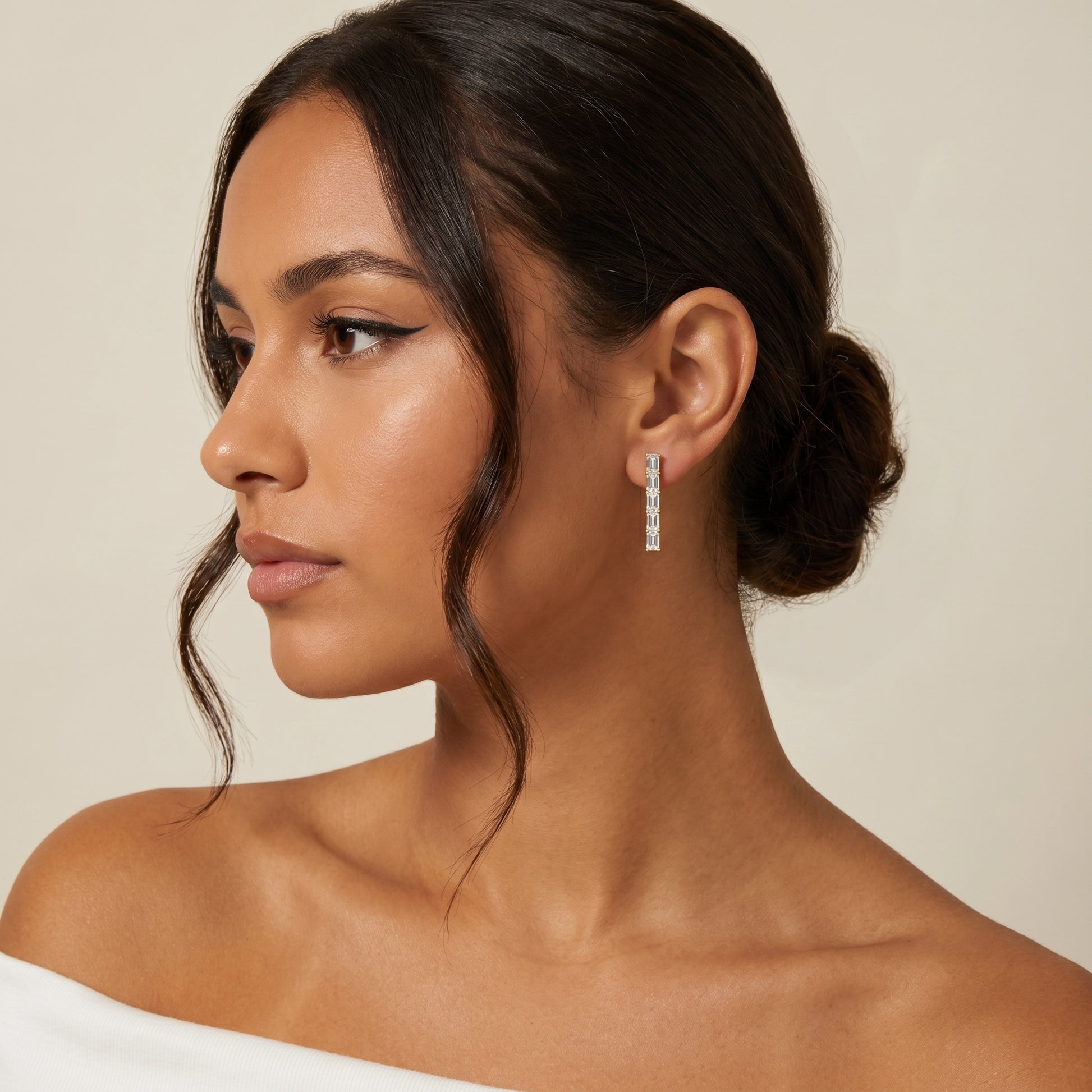 Iris Five-Stone Diamond Earrings in Yellow Gold