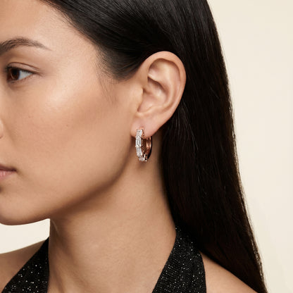 Emerald Cut Lab Grown Diamond Hoop Earrings in Rose Gold
