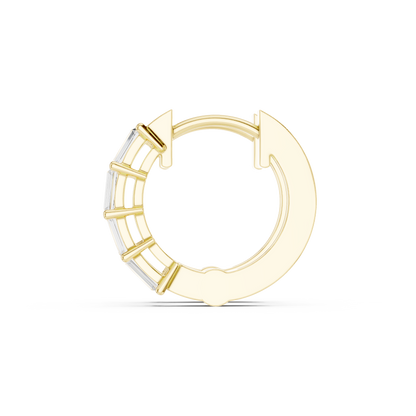 Emerald Cut Lab Grown Diamond Hoop Earrings in Yellow Gold