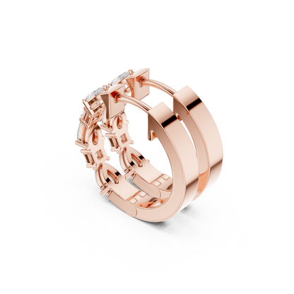 Pear Princess Cut Lab Grown Diamond Hoop Earrings in Rose Gold