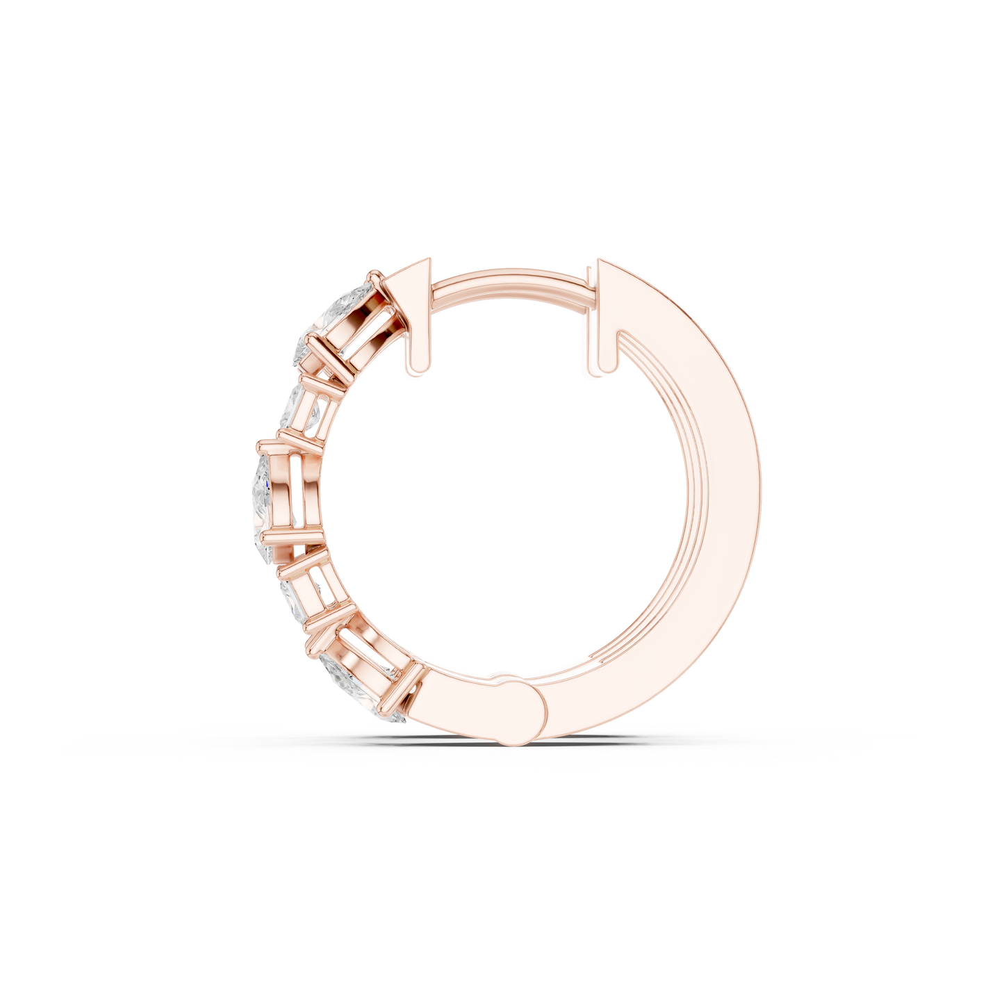 Pear Princess Cut Lab Grown Diamond Hoop Earrings in Rose Gold
