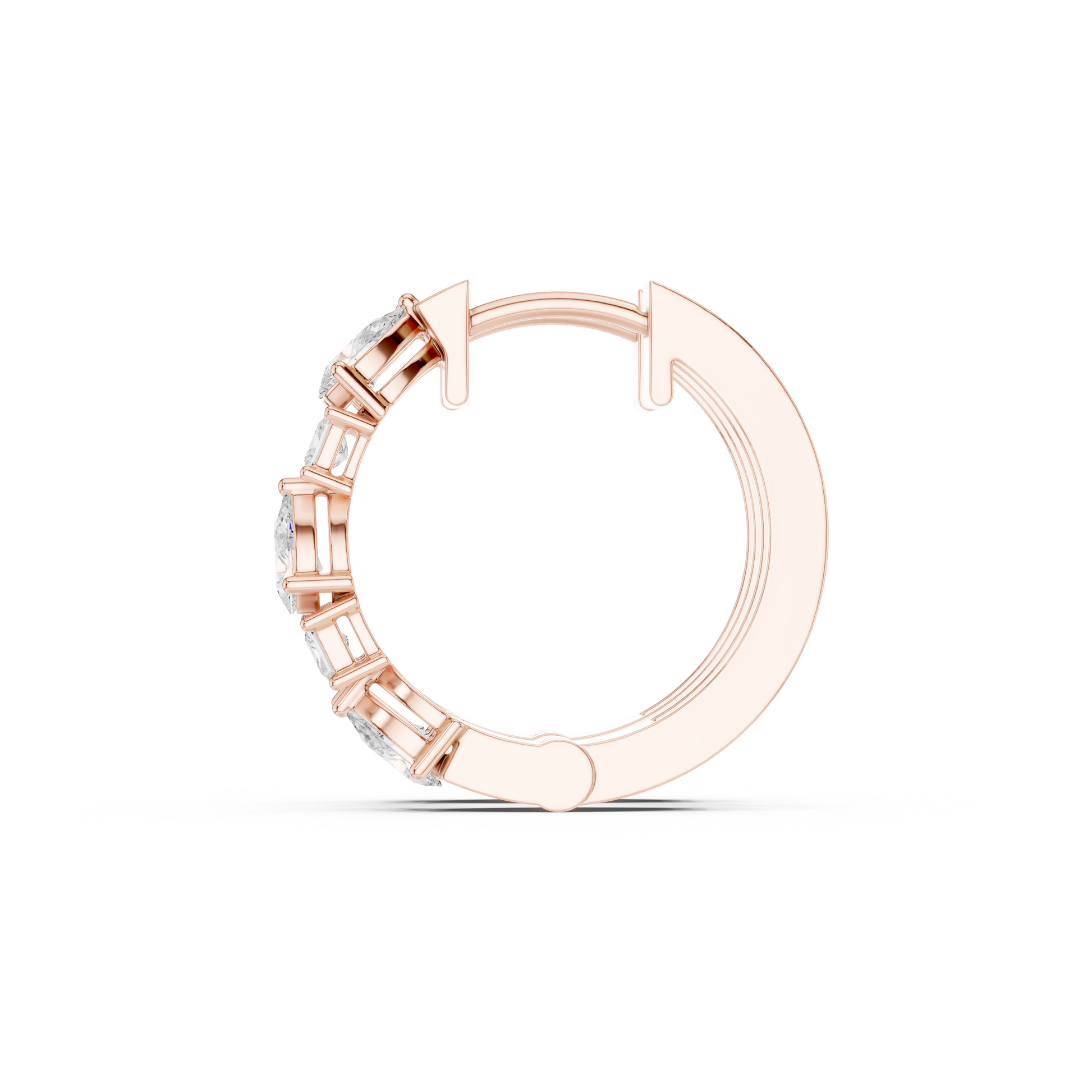 Pear Princess Cut Lab Grown Diamond Hoop Earrings in Rose Gold