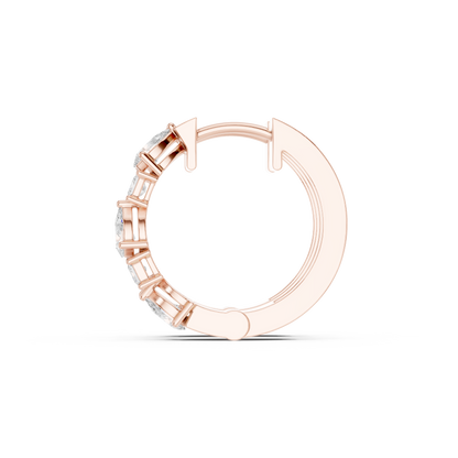 Pear Princess Cut Lab Grown Diamond Hoop Earrings in Rose Gold