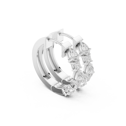 Pear Princess Cut Lab Grown Diamond Hoop Earrings in White Gold