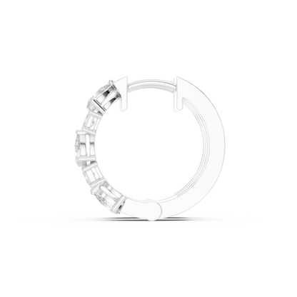 Pear Princess Cut Lab Grown Diamond Hoop Earrings in White Gold
