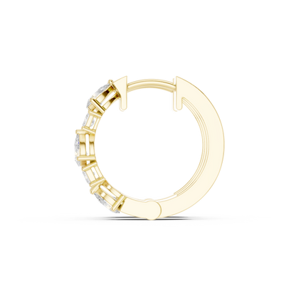 Pear Princess Cut Lab Grown Diamond Hoop Earrings in Yellow Gold