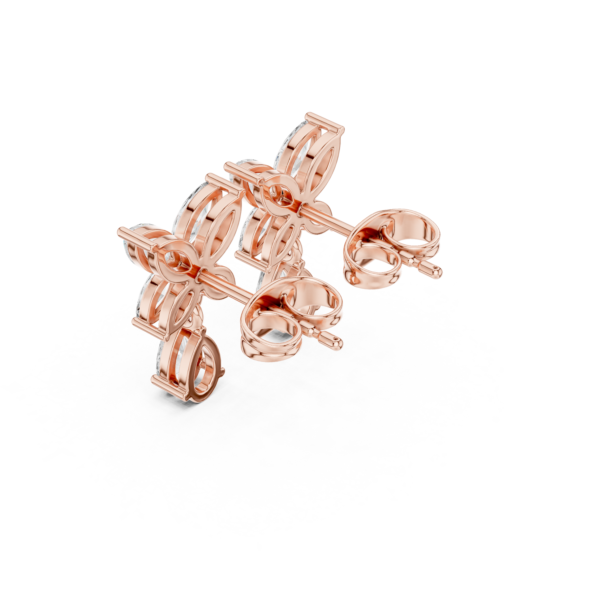 Marquise Pear Cut Lab Grown Diamond Stud Earrings in Rose Gold