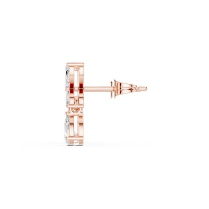 Marquise Pear Cut Lab Grown Diamond Stud Earrings in Rose Gold