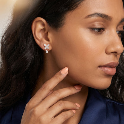 Marquise Pear Cut Lab Grown Diamond Stud Earrings in Rose Gold
