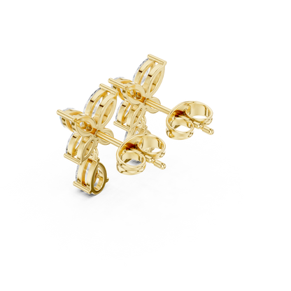 Marquise Pear Cut Lab Grown Diamond Stud Earrings in Yellow Gold