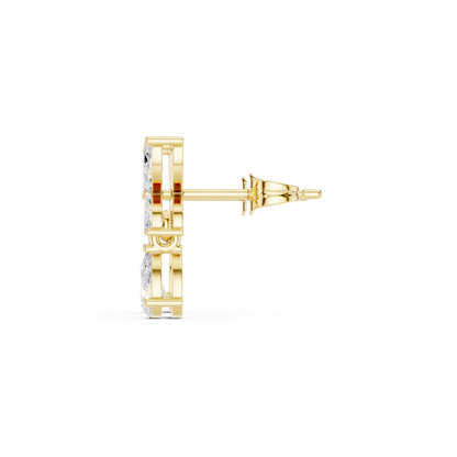 Marquise Pear Cut Lab Grown Diamond Stud Earrings in Yellow Gold