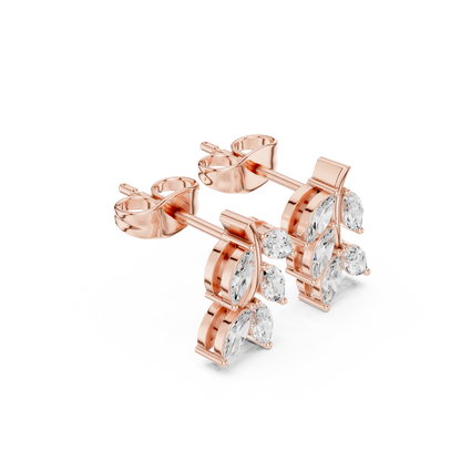 Marquise Cut Lab Grown Diamond Stud Earrings in Rose Gold
