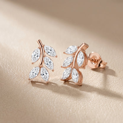 Marquise Cut Lab Grown Diamond Stud Earrings in Rose Gold