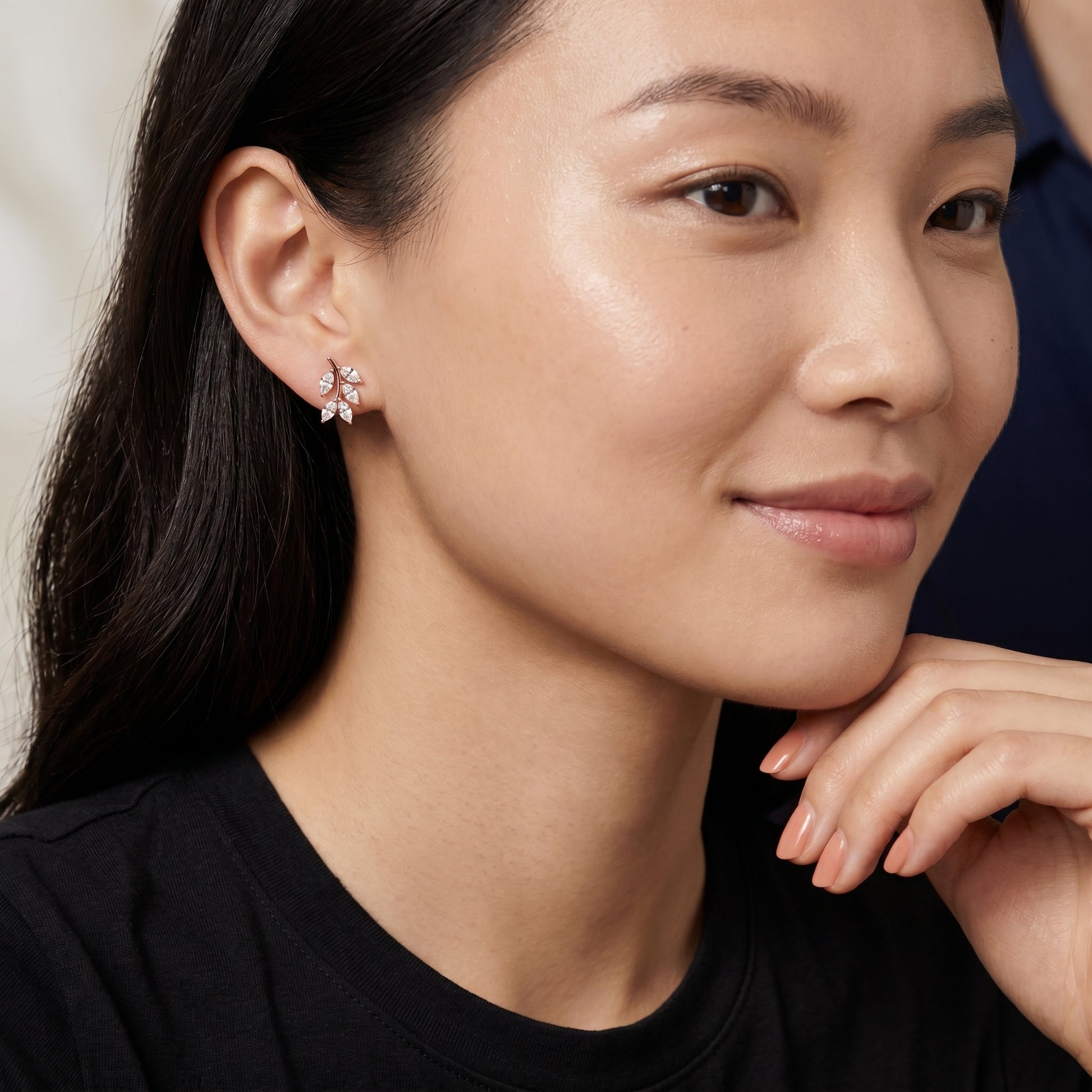 Marquise Cut Lab Grown Diamond Stud Earrings in Rose Gold