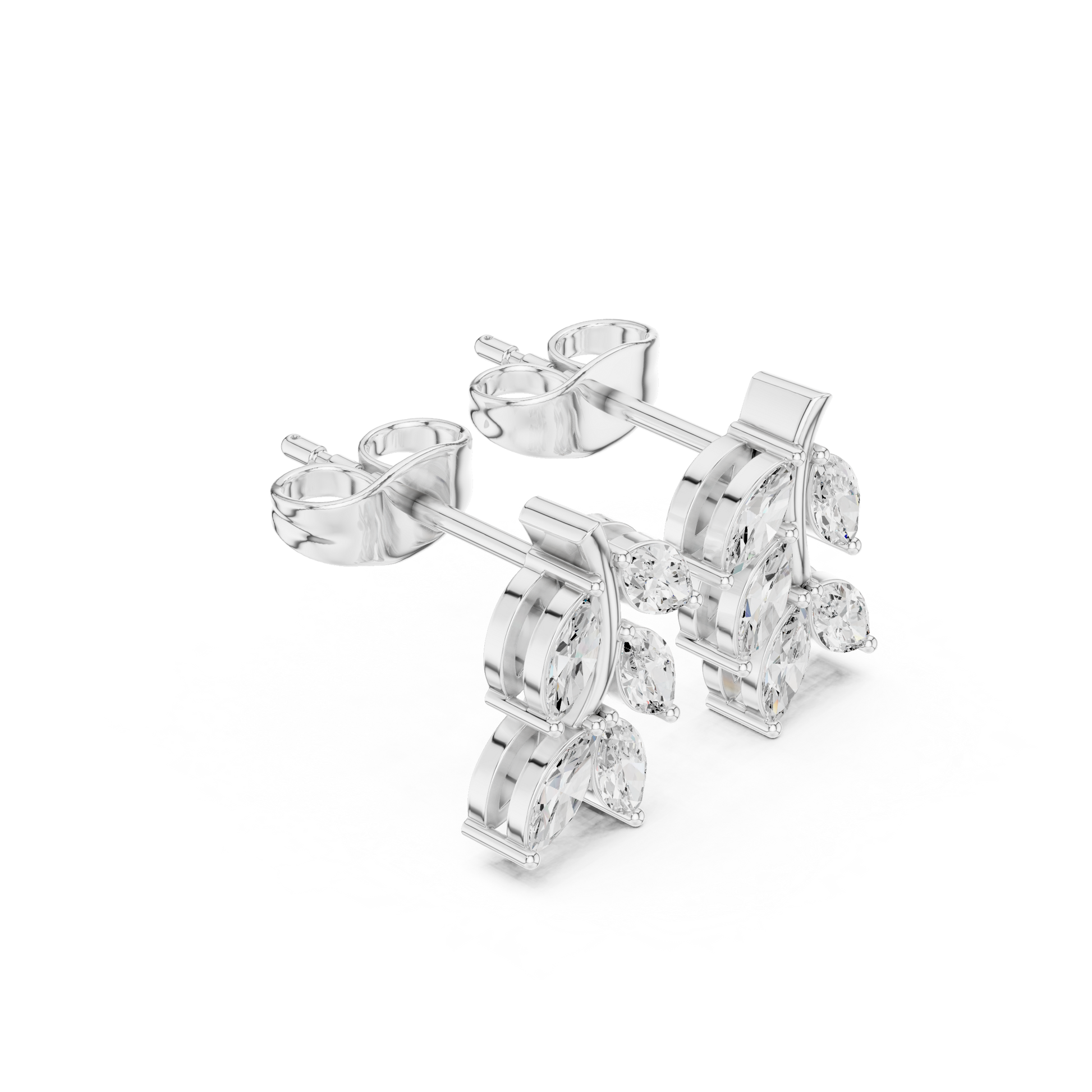 Marquise Cut Lab Grown Diamond Stud Earrings in White Gold