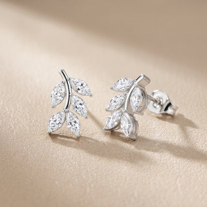 Marquise Cut Lab Grown Diamond Stud Earrings in White Gold