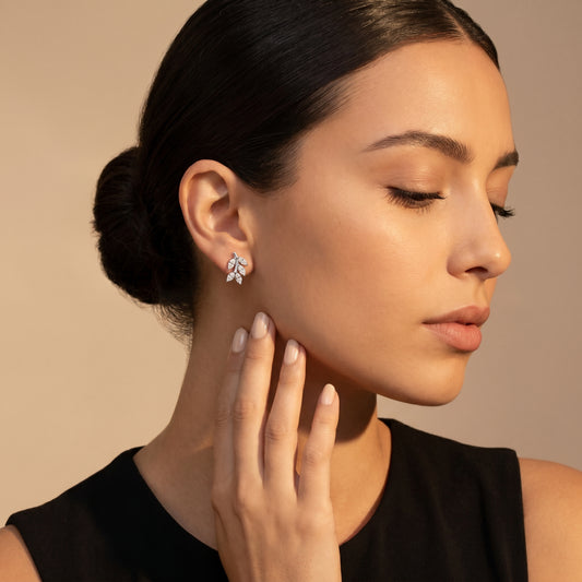 Marquise Cut Lab Grown Diamond Stud Earrings in White Gold