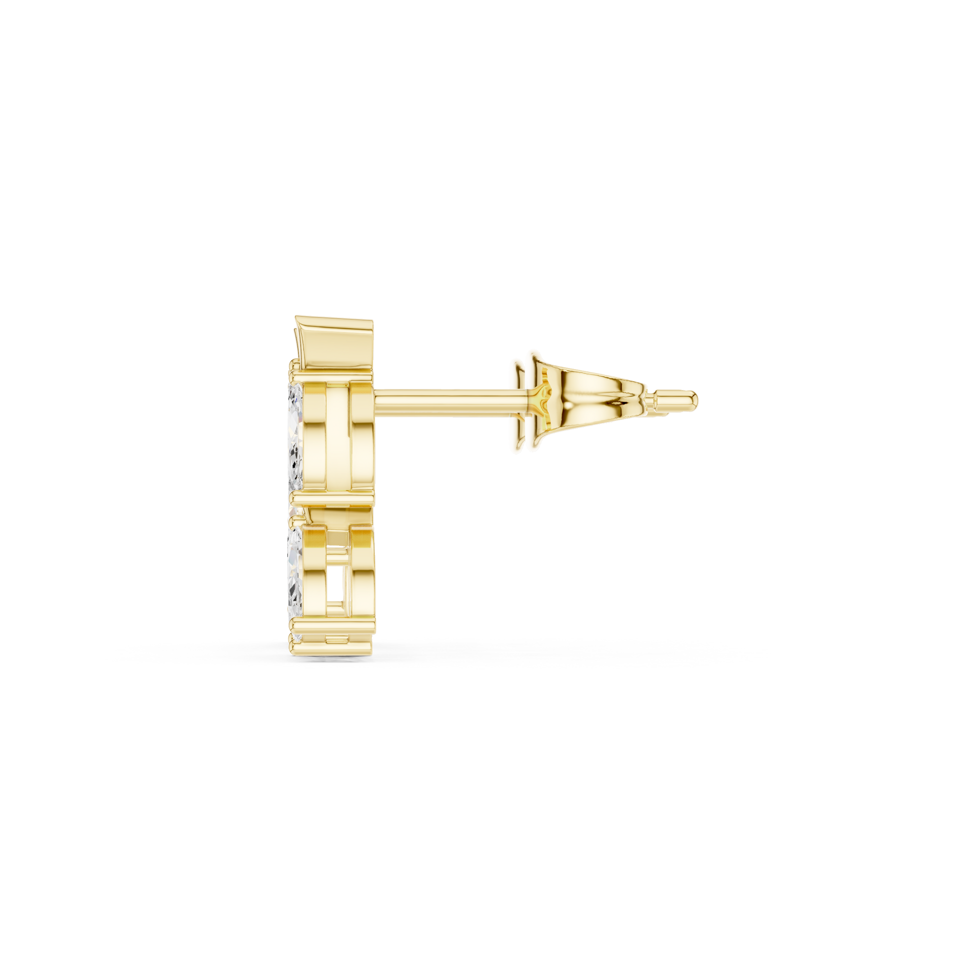 Marquise Cut Lab Grown Diamond Stud Earrings in Yellow Gold