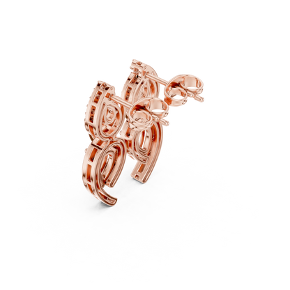 Pear Round Cut Lab Grown Diamond Stud Earrings in Rose Gold