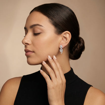 Pear Round Cut Lab Grown Diamond Stud Earrings in Platinum