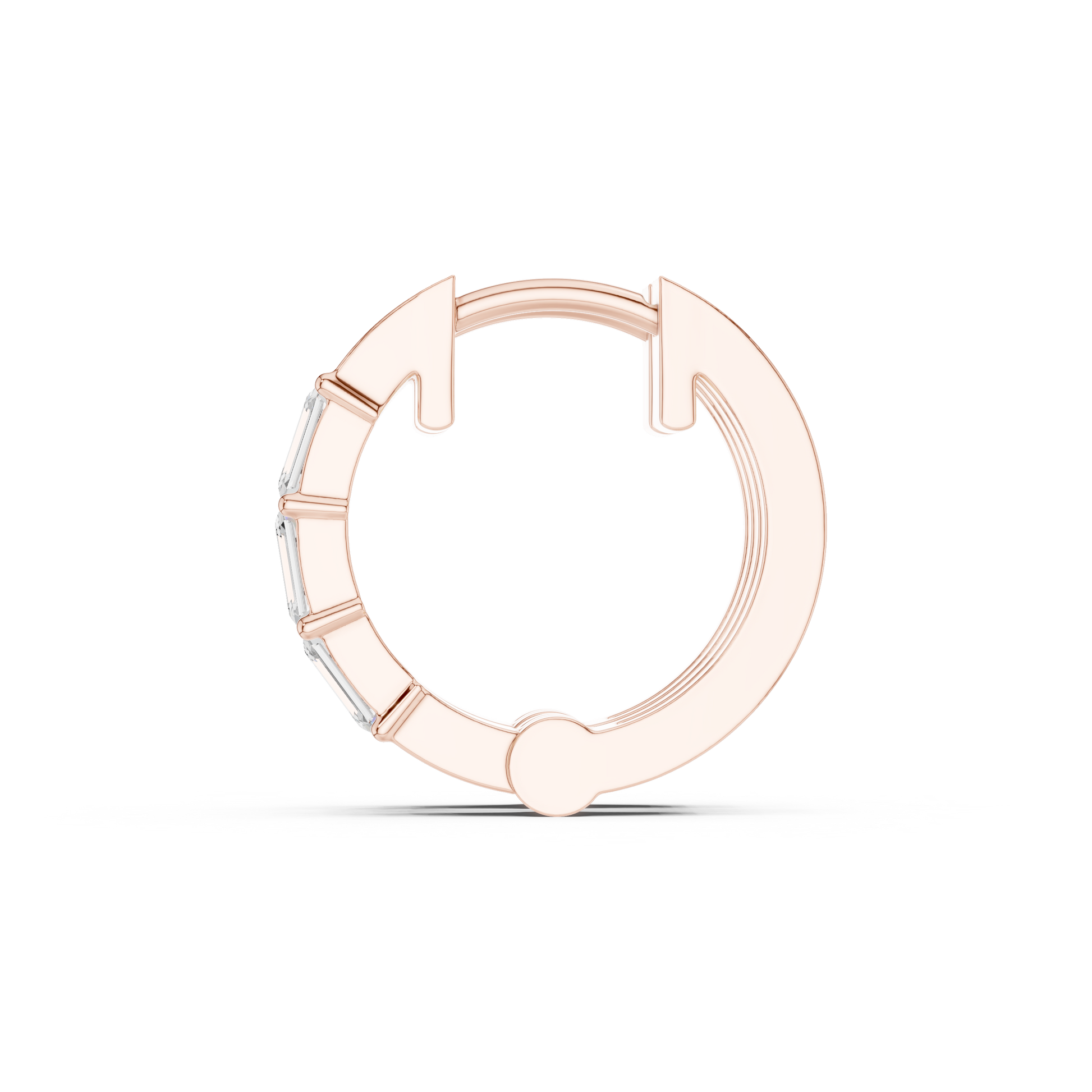 Emerald Cut Lab Grown Diamond Hoop Earrings in Rose Gold