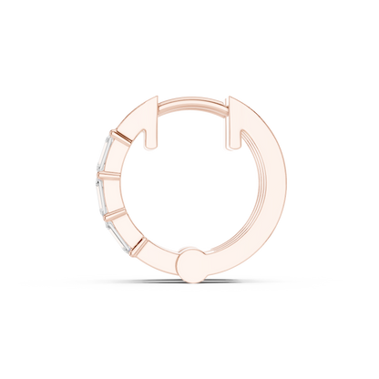 Emerald Cut Lab Grown Diamond Hoop Earrings in Rose Gold