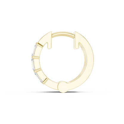 Emerald Cut Lab Grown Diamond Hoop Earrings in Yellow Gold