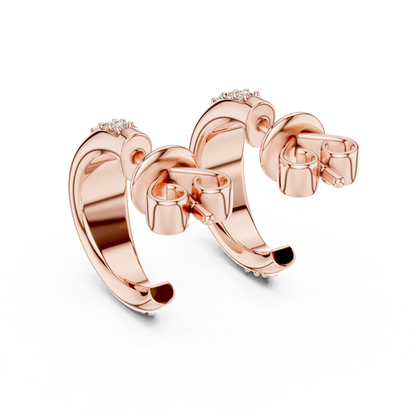 Round Cut Lab Grown Diamond Huggie Hoop Earrings in Rose Gold
